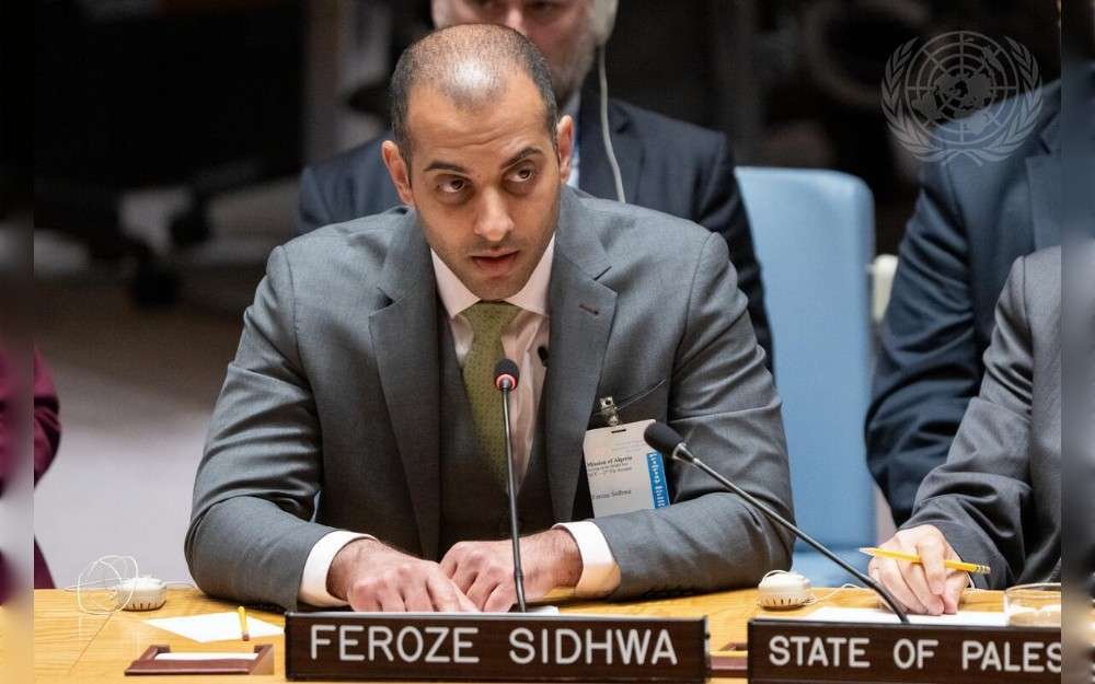 Dr. Feroze Sidhwa briefs the United Nations Security Council meeting on the situation in the Middle East, including the Palestinian question