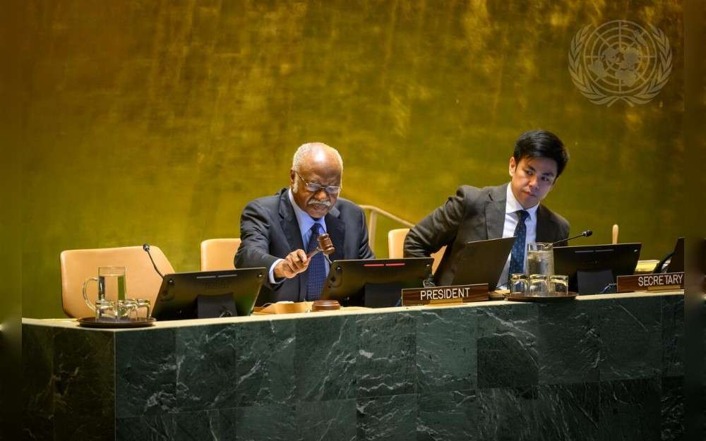 Philemon Yang (left), President of the seventy-ninth session of the United Nations General Assembly, chairs the high-level debate of the General Assembly on “A second chance: addressing the global prison challenge"