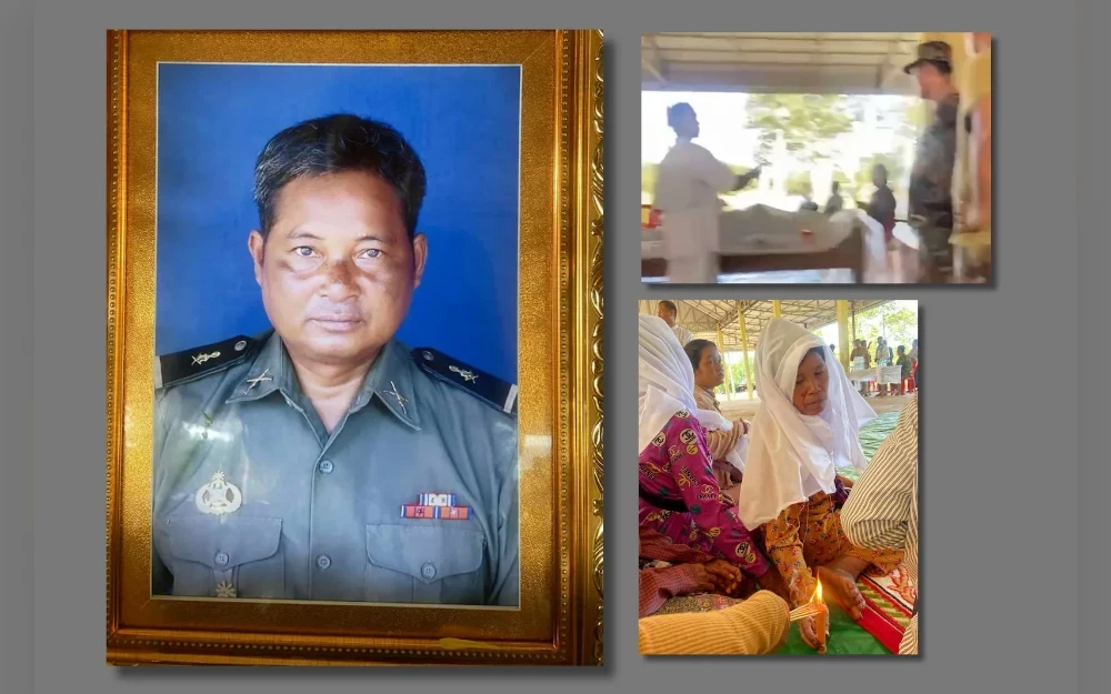 Cambodian Sgt. Suan Roan, 48, was killed during a clash with Thai soldiers at a sensitive border region. His body was transported from the border for a funeral.