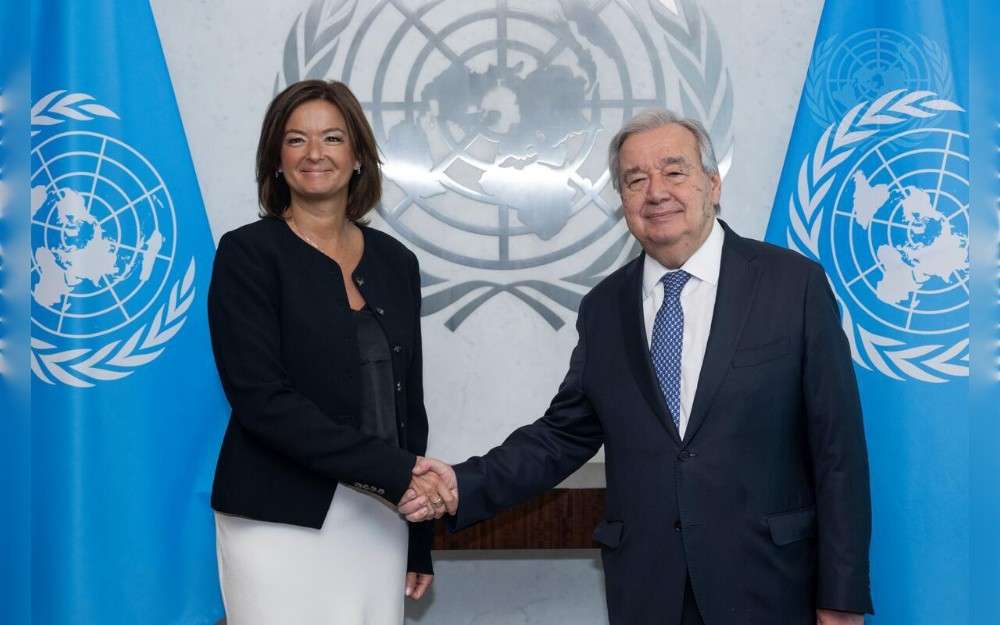 United Nations Secretary-General António Guterres meets with Tanja Fajon, Deputy Prime Minister and Minister of Foreign and European Affairs of the Republic of Slovenia.