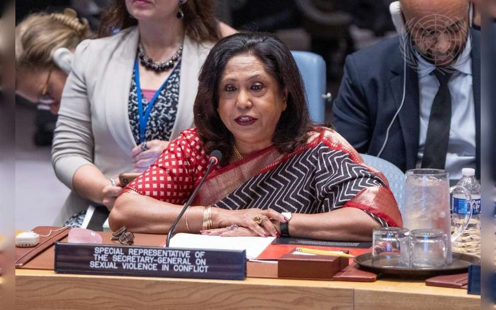 Pramila Patten, Special Representative of the Secretary-General on Sexual Violence in Conflict, briefs the United Nations Security Council during the meeting on women, peace and security.