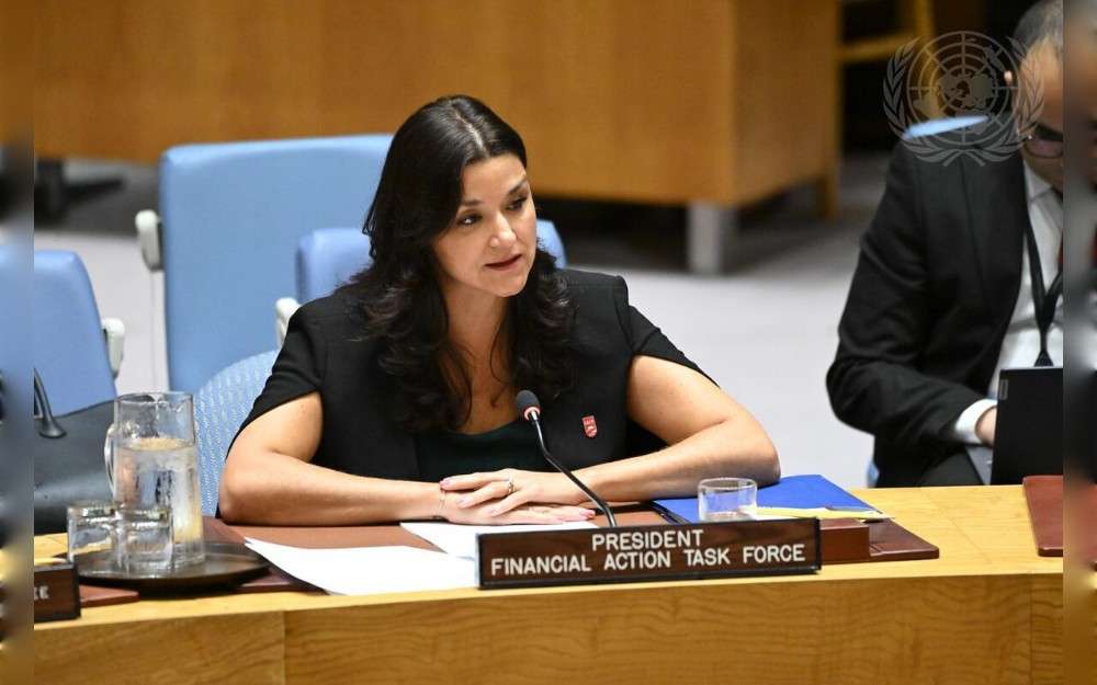 Elisa De Anda Madrazo, President of the Financial Action Task Force, briefs the United Nations Security Council meeting on threats to international peace and security caused by terrorist acts 
