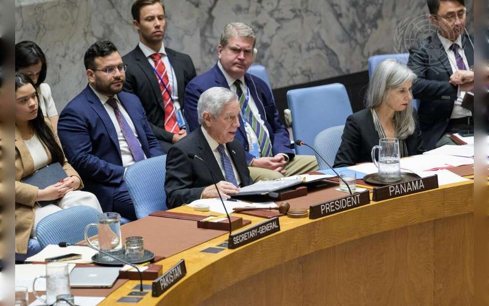 Eloy Alfaro de Alba, Permanent Representative of Panama to the United Nations and President of the United Nations Security Council for the Month of August, chairs the Security Council meeting on the situation concerning the Democratic Republic of the Congo
