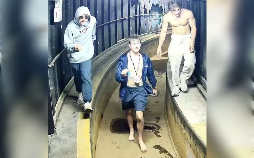 Security footage shows a group of boys damaging a New York amusement park, and police are trying to find them.