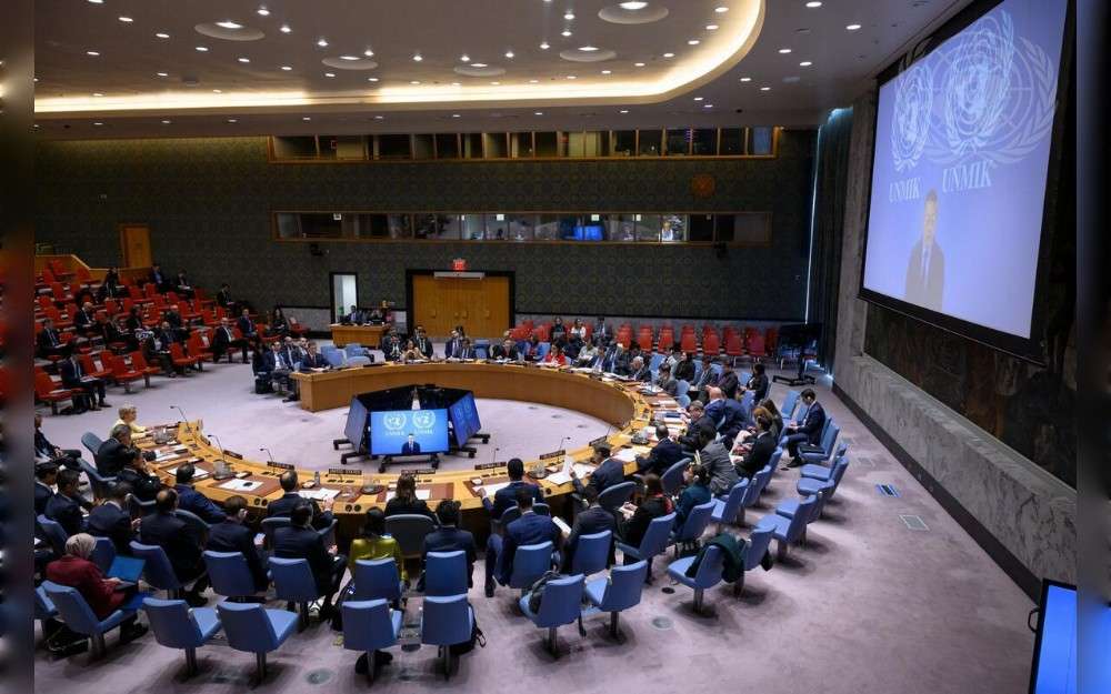A wide view of the United Nations Security Council meeting on developments in Kosovo and the United Nations Interim Administration Mission in Kosovo (UNMIK) 