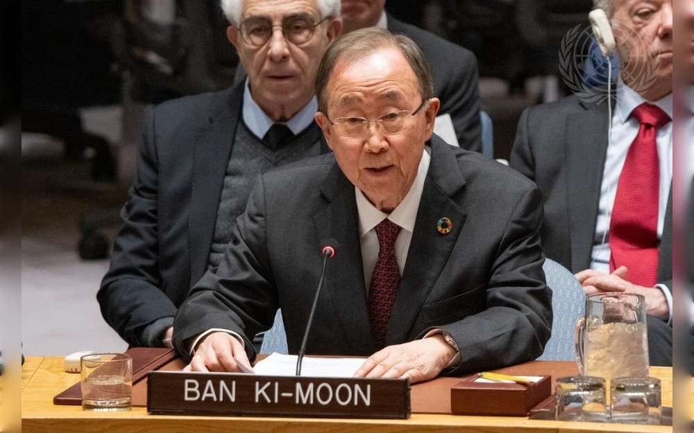 Ban Ki-moon, Elder emeritus and Former Secretary-General, addresses the United Nations Security Council meeting on Leadership for peace under the theme maintenance of international peace and security