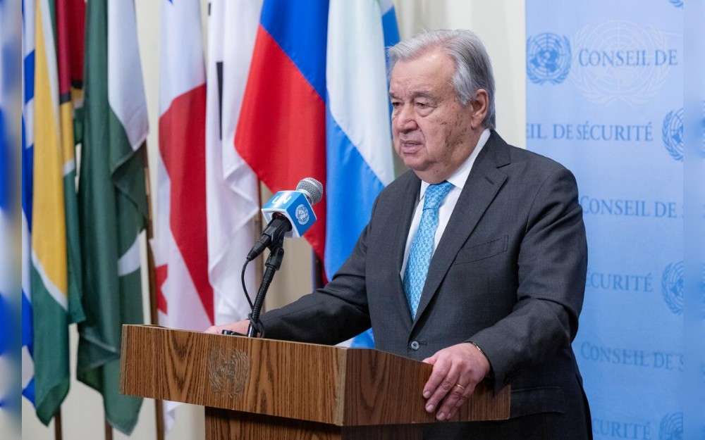 United Nations Secretary-General António Guterres briefs reporters on Yemen at UN Headquarters.