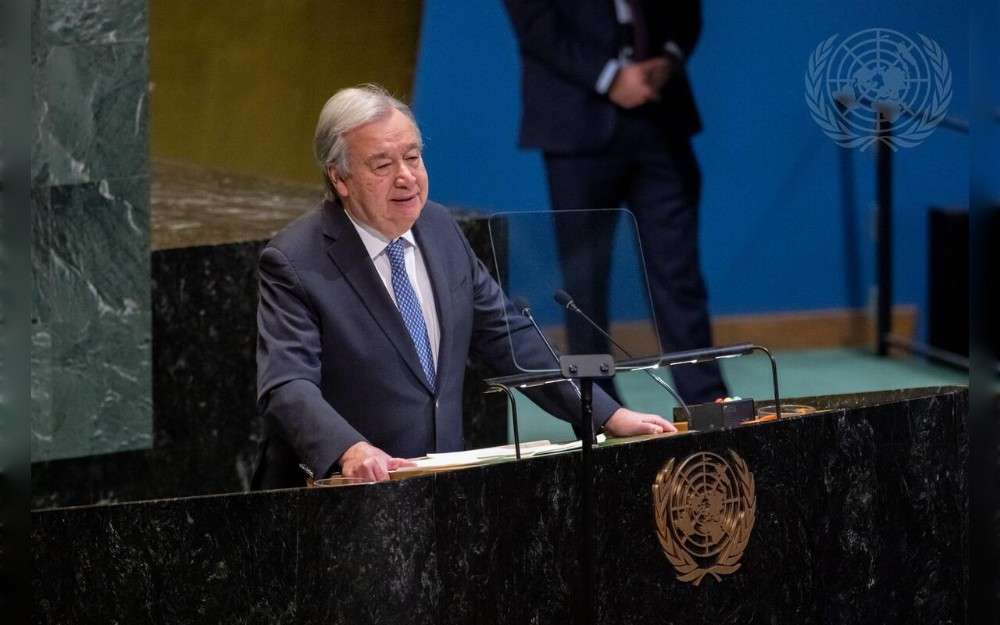 United Nations Secretary-General Antonio Guterres addresses the UN General Assembly plenary meeting on the Report of the Secretary-General on the Work of the Organization and Informal Briefing by the Secretary-General on his priorities for 2026.