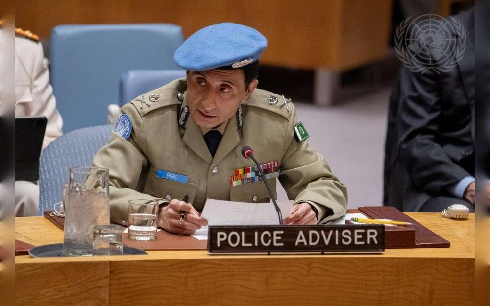 Faisal Shahkar, United Nations Police Adviser, addresses the UN Security Council meeting on the United Nations peacekeeping operations with Police Commissioners.