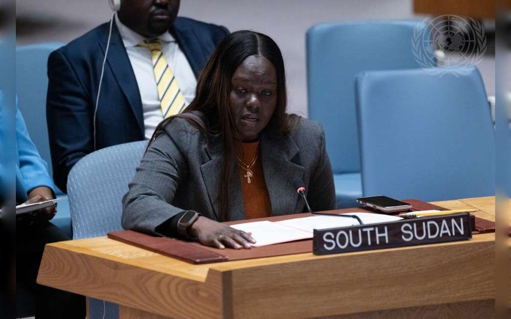 Cecilia A.M. Adeng, Permanent Representative of South Sudan to the United Nations, addresses the UN Security Council meeting on the situation in the Sudan and South Sudan.
