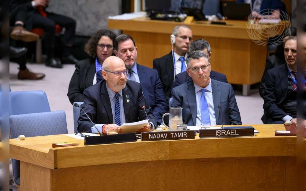 Nadav Tamir Executive Director of J Street Israel, briefs the United Nations Security Council meeting on the situation in the Middle East, including the Palestinian question.